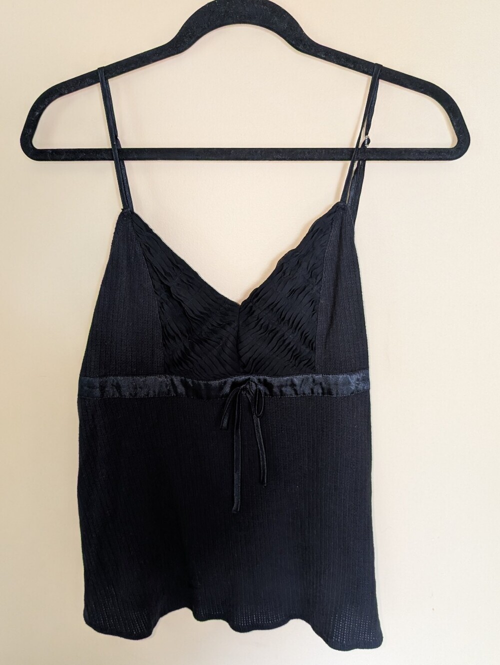 Delicates Y2K Baby Doll Black Sleeveless Satin-Trim Cami Top